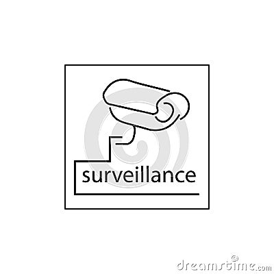 Security camera outline. Vector icon of cctv sign on eps 10. Inscription surveillance. Vector Illustration